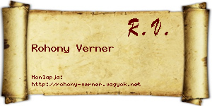Rohony Verner névjegykártya